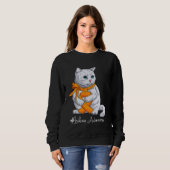 Sweatshirt Chat Ruban Orange Mois de Sensibilisation à la Leu (Devant entier)