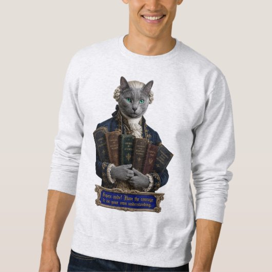 Sweatshirt Chat russe bleu Emmanuel Kant (Devant)