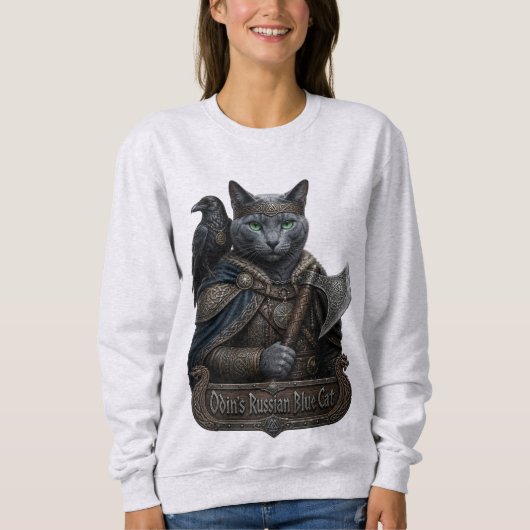 Sweatshirt Chat Russe Bleu Noble Odin (Devant)