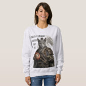 Sweatshirt Chat Samouraï Bleu Russe (Devant entier)