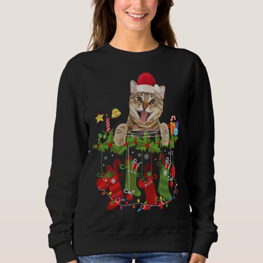 Sweatshirt Chat santa chapeau laid chat de noël (Devant)