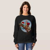 Sweatshirt Chat Santa Hat équitation Dinosaur T rex Lune Noël (Devant entier)