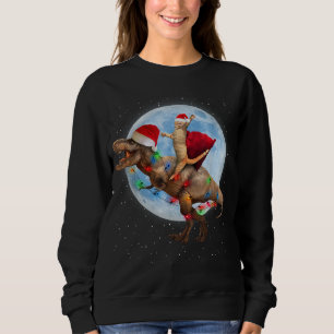 Sweatshirt Chat Santa Hat équitation Dinosaur T rex Lune Noël