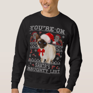 Sweatshirt Chat siamois de Noël à Noël Chapeau de Noël