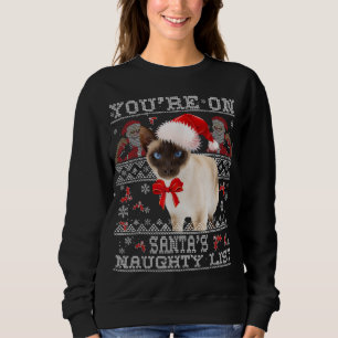 Sweatshirt Chat siamois de Noël à Noël Chapeau de Noël