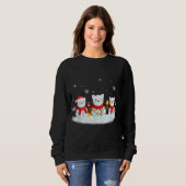 Sweatshirt Chat Snowman Santa Hat Reindeer Amoureux des chats (Devant entier)