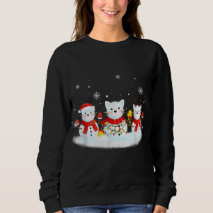 Sweatshirt Chat Snowman Santa Hat Reindeer Amoureux des chats