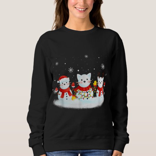 Sweatshirt Chat Snowman Santa Hat Reindeer Amoureux des chats (Devant)