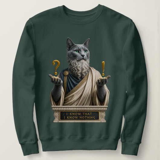Sweatshirt Chat Socrate Bleu Russe (Design devant)