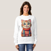 Sweatshirt Chat souriant mignon (Devant entier)