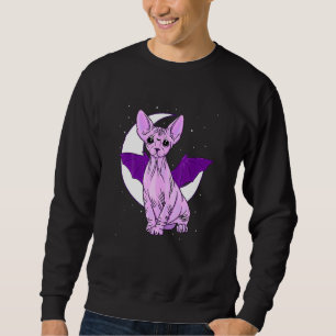 Sweatshirt Chat Sphynx Chauve-Souris Mignon Gothique Pastel E