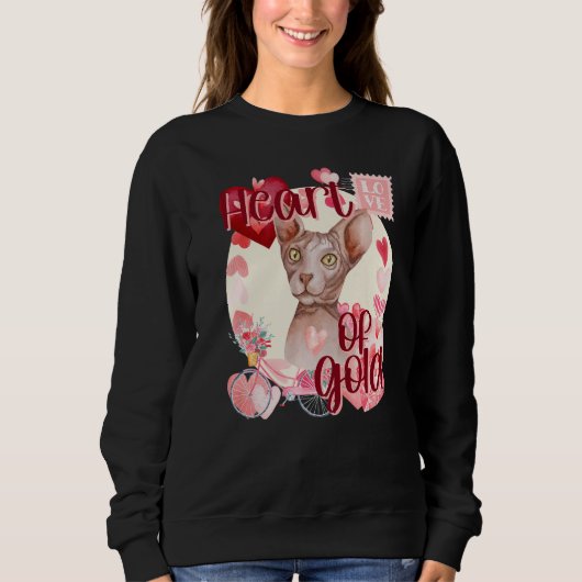 Sweatshirt Chat Sphynx de la Saint-Valentin Simplement Mignon (Devant)