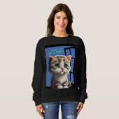 SWEATSHIRT CHAT SUR LA CITATION DE LA FENÊTRE (Devant entier)