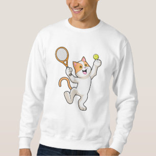 Sweatshirt Chat Tennis avec raquette de tennis