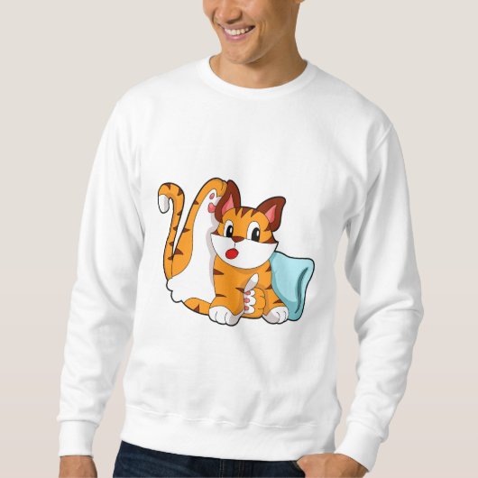 Sweatshirt Chat tigre avec oreiller (Devant)