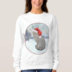 Sweatshirt Chat tigré de Noël enneigé