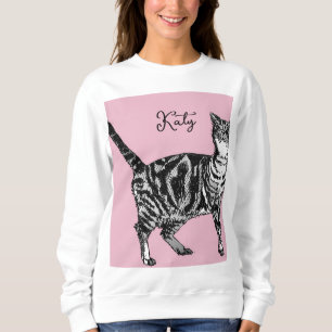 Sweatshirt Chat Tigré Pastel Chats Femmes Rose Rose Clair Ani