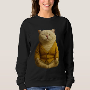 Sweatshirt Chat Zen en Cardigan Jaune Calme Méditant Kitty A