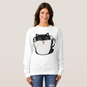 Sweatshirt Chaton noir avec nez rouge caché dans une tasse (Devant entier)