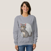 Sweatshirt Chaton tabby gris adorable (Devant entier)