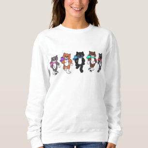 Sweatshirt Chats de Whimsical marchant dans une rangée