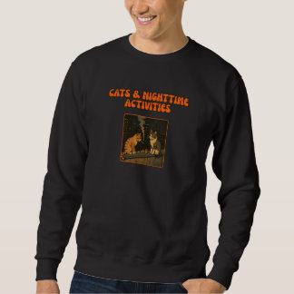 Sweatshirt Chats et activités nocturnes - Retro Funny Cat Art