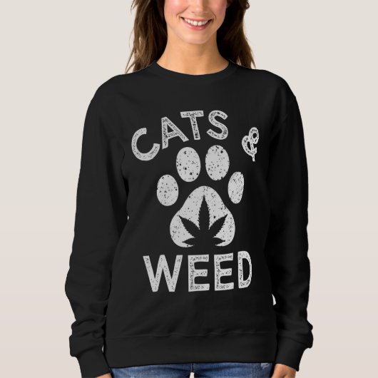 Sweatshirt Chats Et Mauvaises Herbes De Chat (Devant)