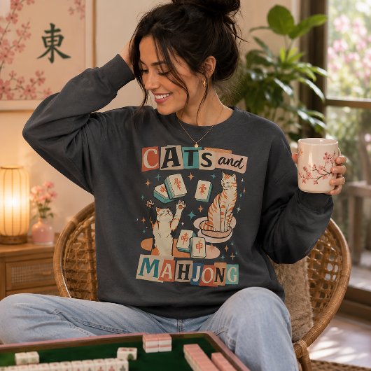 Sweatshirt Chats et plaisir Mahjong
