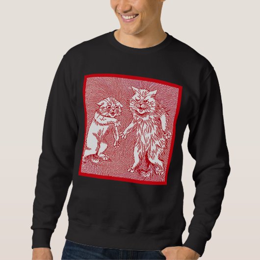 Sweatshirt Chats Kitty en rouge par Louis Wain (Devant)