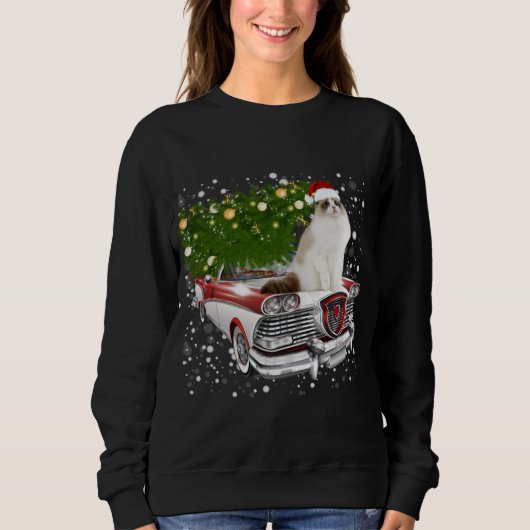 Sweatshirt Chats Marches Camion Rouge Arbre de Noël (Devant)