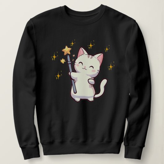 Sweatshirt Chats mignons tenant une baguette magique (Design devant)
