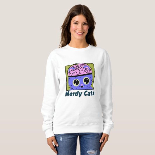 Sweatshirt Chats Nerdy, Conception Cerveau (Devant entier)