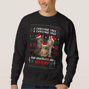 Sweatshirt Chats Noël Ornements Maine Coon Famille PJS