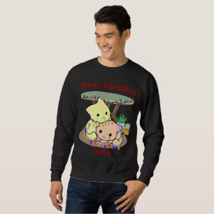 Sweatshirt Chats noël sur tapis, nom personnalisé