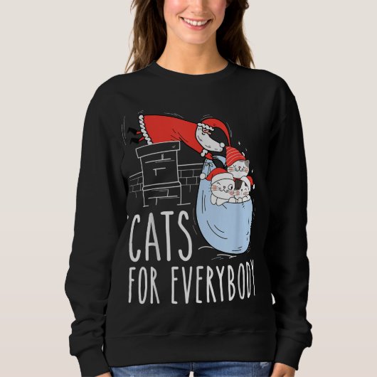 Sweatshirt Chats pour tous mignons Noël Chat Santa Hat Fu (Devant)