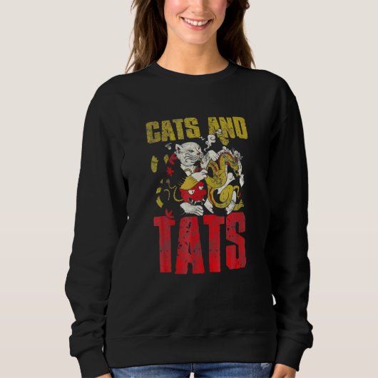 Sweatshirt Chats Rétro Et Ats Tatouage De Chat Ee (Devant)