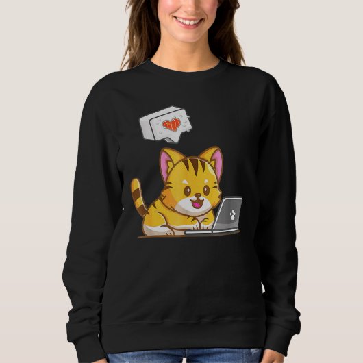 Sweatshirt Chats Sushi Sur Ordinateur (Devant)