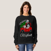 Sweatshirt Chats xmas Arbre sur Camion Rouge Chat Arbre de No (Devant entier)