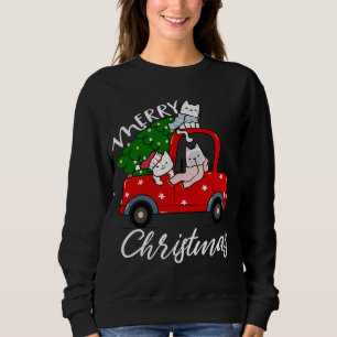 Sweatshirt Chats xmas Arbre sur Camion Rouge Chat Arbre de No