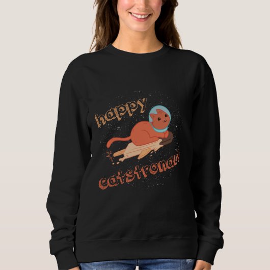 Sweatshirt Chatstronaute Chat Astronaute Heureux (Devant)