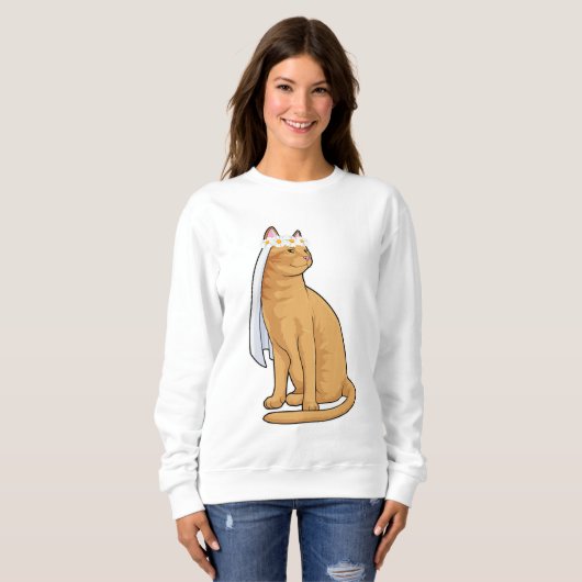 Sweatshirt Chatte comme mariée avec voile (Devant entier)