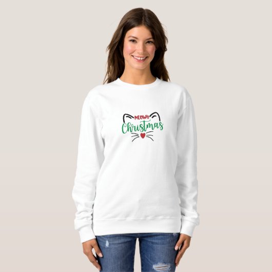 Sweatshirt chatte de noël, kawaii, mignon, anime, messe de no (Devant entier)