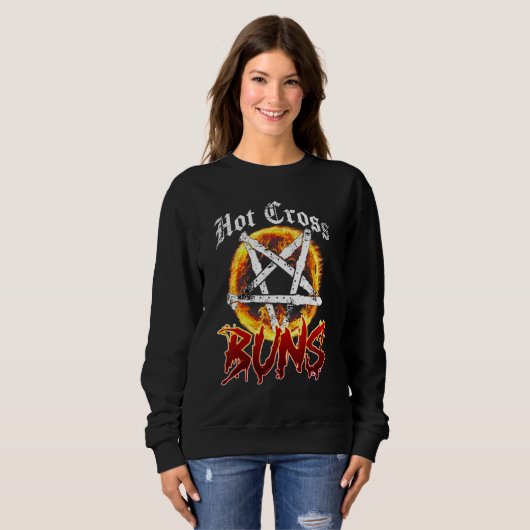 Sweatshirt Chaud Cross Buns Retro Fire Graphic (Devant entier)