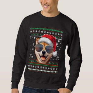 Sweatshirt Chaud moche Noël Père Noël Shiba Inu Chien Noël