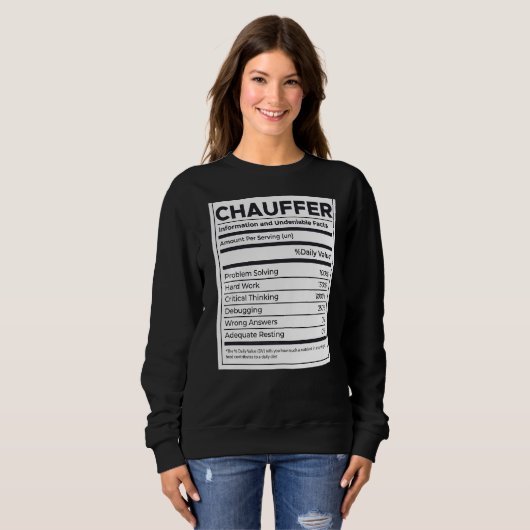 Sweatshirt Chauffer Information nutritionnelle (Devant entier)