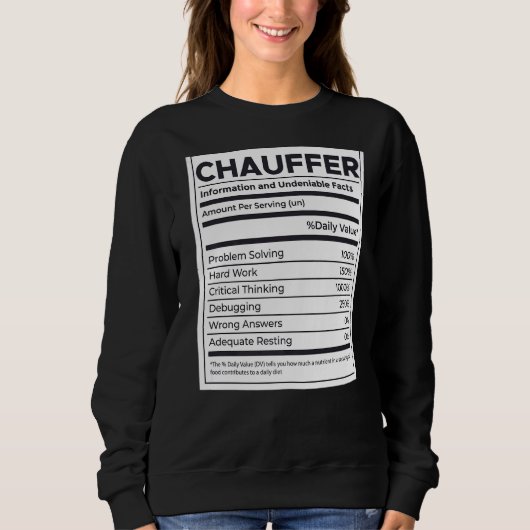 Sweatshirt Chauffer Information nutritionnelle (Devant)