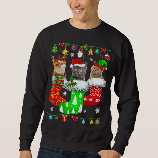 Sweatshirt Chaussettes de Noël Pyjama Chat Kitten Lover Chat (Devant)