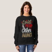 Sweatshirt Cheer Aunt Biggest Fan Leopard Print And Pom Pom (Devant entier)