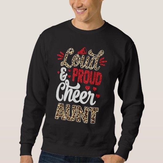Sweatshirt Cheer Aunt Biggest Fan Leopard Print And Pom Pom (Devant)