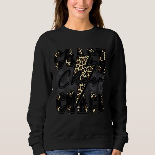 Sweatshirt Cheer Coach Lightning Bolt Cheer Leopard Black (Devant)